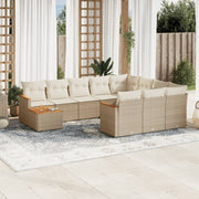 Tuinset 11-delig poly rattan beige met kussens