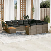 Loungeset 11-delig poly rattan grijs