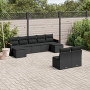 Loungeset 9-delig poly rattan zwart