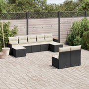 Loungeset 9-delig poly rattan zwart