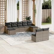 Loungeset 9-delig poly rattan grijs