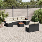 Loungeset 10-delig poly rattan zwart