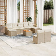 Loungeset 10-delig poly rattan beige