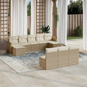 Loungeset poly rattan 10-delig beige
