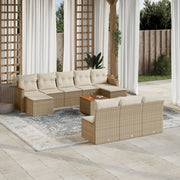 Tuinset 11-delig poly rattan beige met kussens