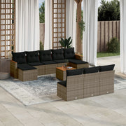 Loungeset 11-delig poly rattan grijs