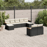 Loungeset poly rattan 9-delig zwart