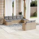 9-Delige Loungeset Met Kussens Poly Rattan Beige