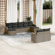 Loungeset 9-delig poly rattan grijs