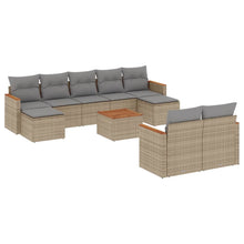 10-Delige Loungeset Met Kussens Poly Rattan Beige