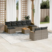 Loungeset 10-delig poly rattan grijs