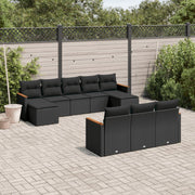 Loungeset 10-delig poly rattan zwart