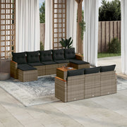 Loungeset 11-delig poly rattan grijs