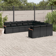Loungeset 11-delig poly rattan zwart