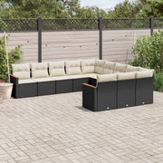 Loungeset 11-delig poly rattan zwart