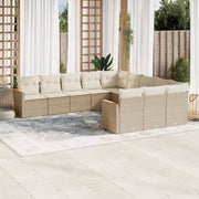 Tuinset 11-delig poly rattan beige met opbergfunctie