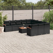 Loungeset 12-delig poly rattan zwart