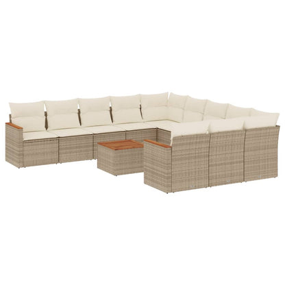 12-Delige Loungeset Met Kussens Poly Rattan Beige