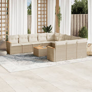 Loungeset 12-delig poly rattan beige