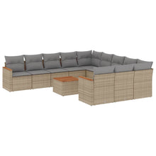 12-Delige Loungeset Met Kussens Poly Rattan Beige