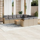 12-Delige Loungeset Met Kussens Poly Rattan Beige