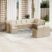 Loungeset 12-delig poly rattan beige