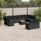 13-Delige Loungeset Met Kussens Poly Rattan Zwart