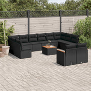Loungeset 13-delig poly rattan zwart