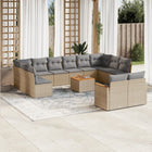 13-Delige Loungeset Met Kussens Poly Rattan Beige