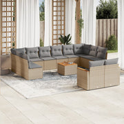 Loungeset poly rattan 13-delig beige