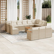 Loungeset 14-delig poly rattan beige