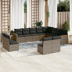 12-piece lounge set with cushions poly rattan grey