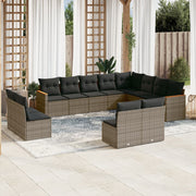 Loungeset 12-delig poly rattan grijs
