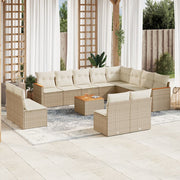 Loungeset poly rattan 13-delig beige