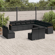 Loungeset 13-delig poly rattan zwart