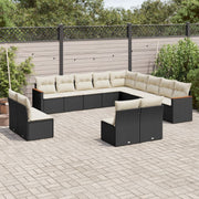 Loungeset poly rattan 13-delig zwart