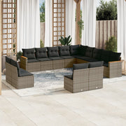 Loungeset 13-delig poly rattan grijs
