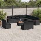 14-piece Lounge Set with Cushions, Polyrattan Black