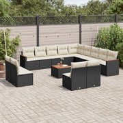 Loungeset 14-delig poly rattan zwart