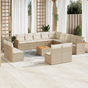Loungeset 14-delig poly rattan beige