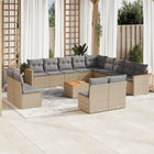 14-Delige Loungeset Met Kussens Poly Rattan Beige