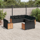 11-piece Loungeset with cushions poly rattan black