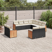 Loungeset 11-delig poly rattan zwart