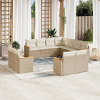 11-Delige Tuinset Met Kussens Poly Rattan Beige