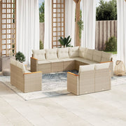 Tuinset poly rattan 11-delig beige met kussens