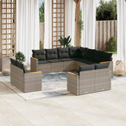 Loungeset 11-delig poly rattan grijs