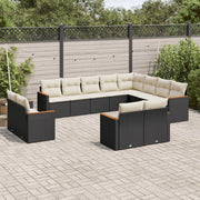 Loungeset 12-delig poly rattan zwart