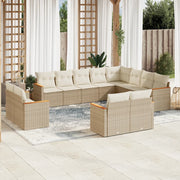 Loungeset poly rattan 12-delig beige