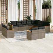 Loungeset 12-delig poly rattan grijs