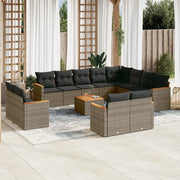 Loungeset 13-delig poly rattan grijs